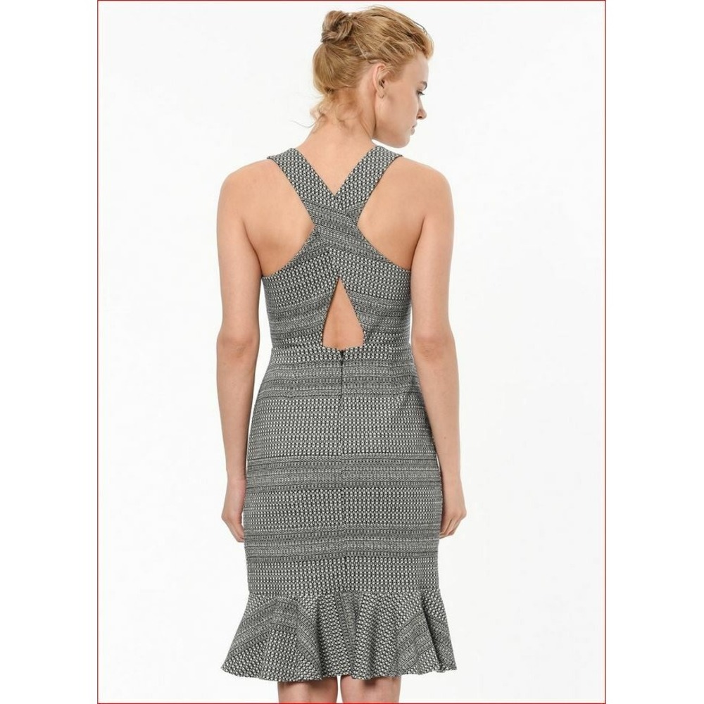 Banana Republic Women A-Line Dress 782578 White Black Navy 8 NEW